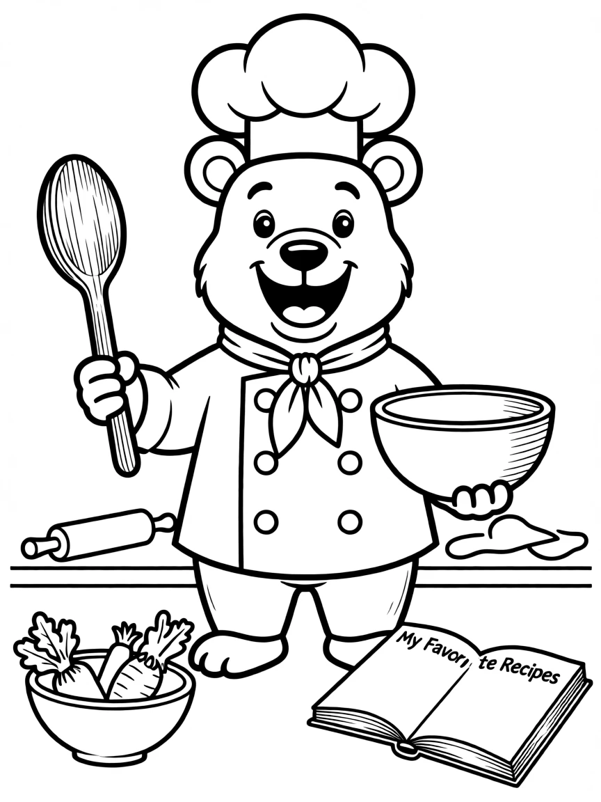 A cheerful animal chef.
