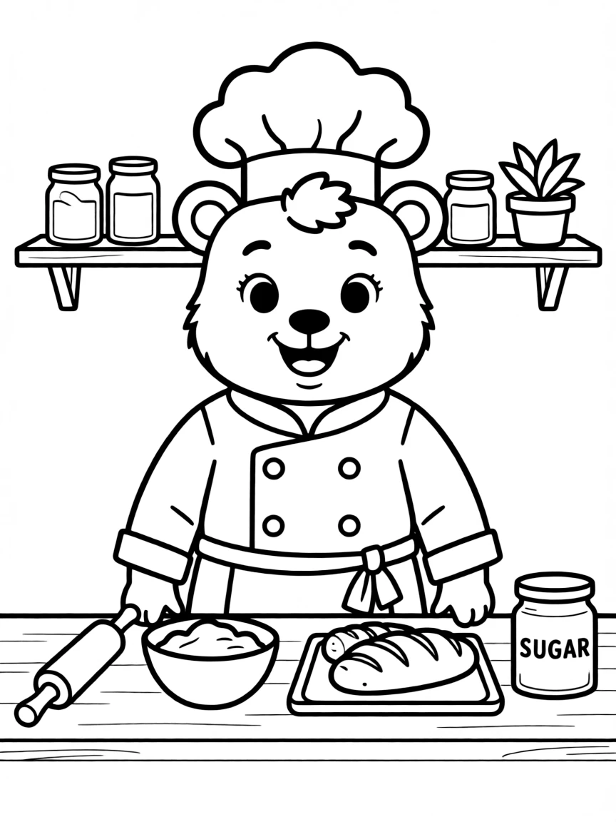 A smiling animal baker.