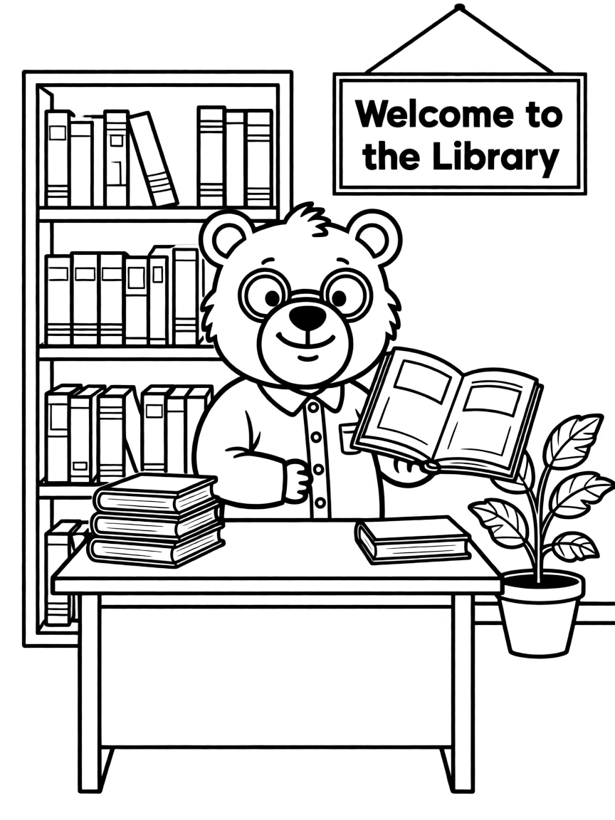 A cheerful animal librarian.