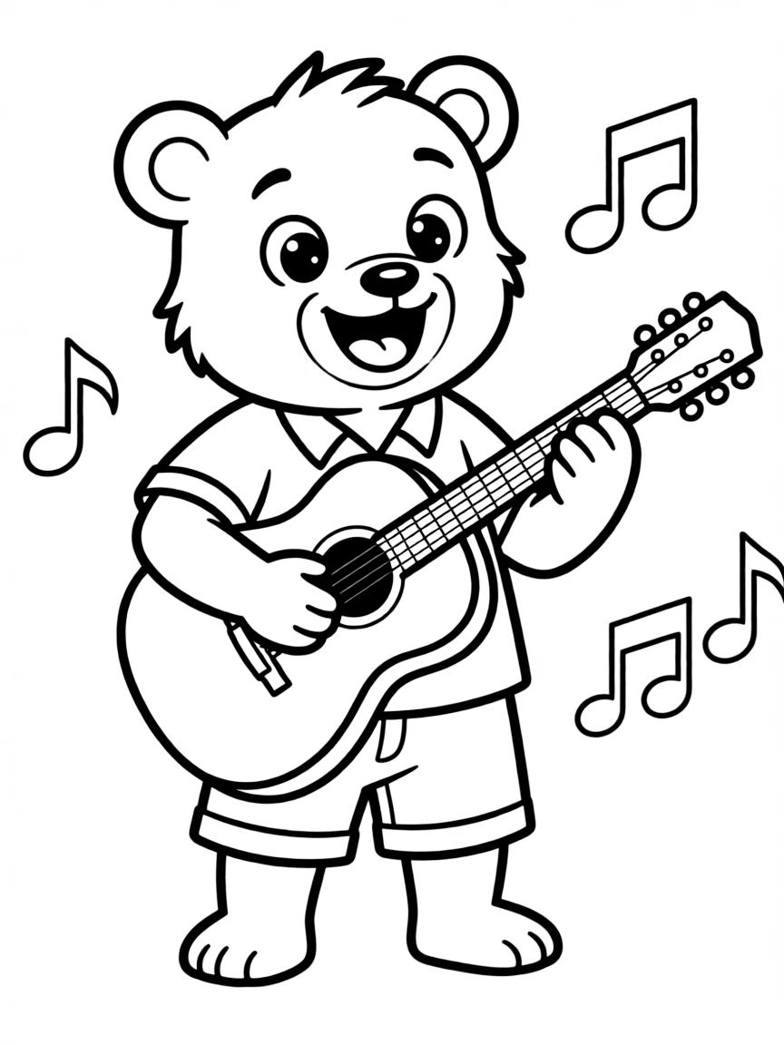 A cheerful animal musician.