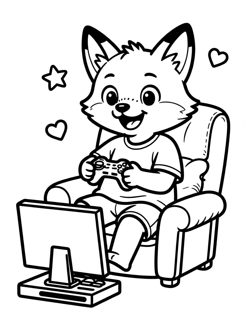 A smiling animal gamer.