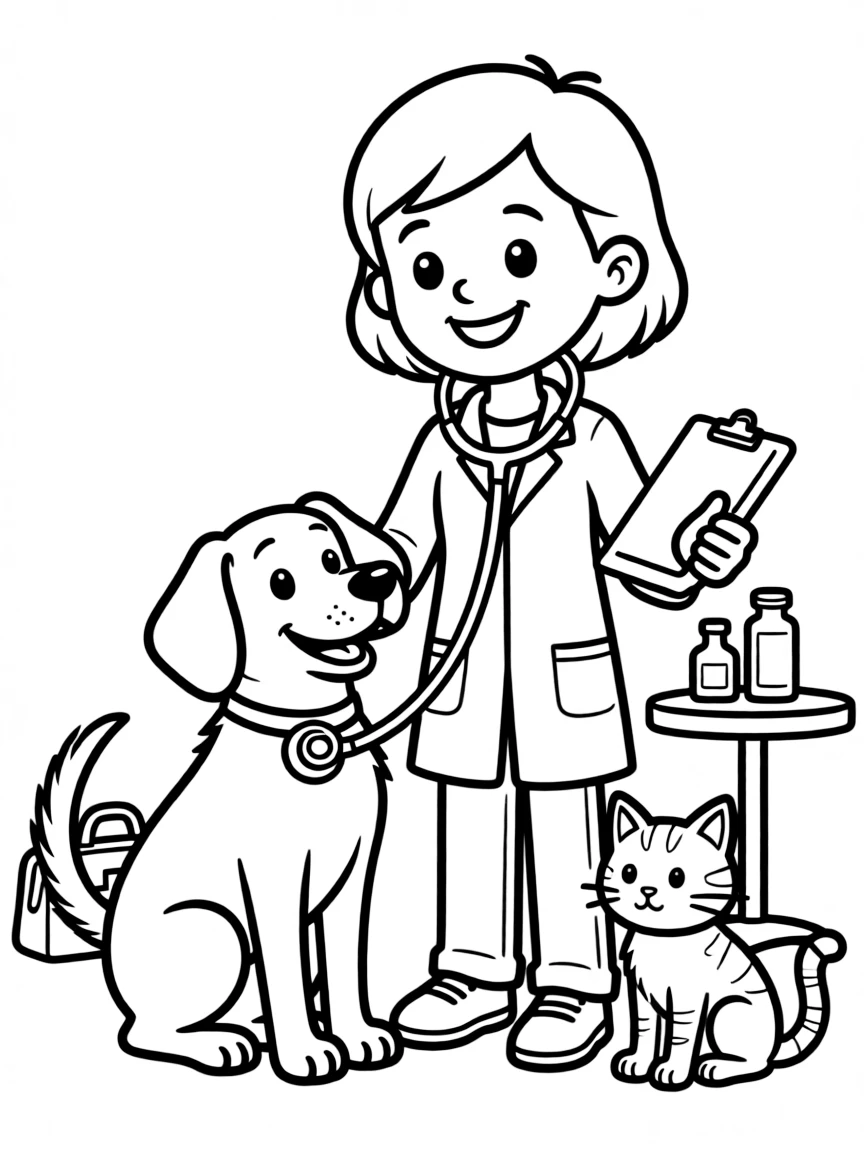 A joyful animal veterinarian.