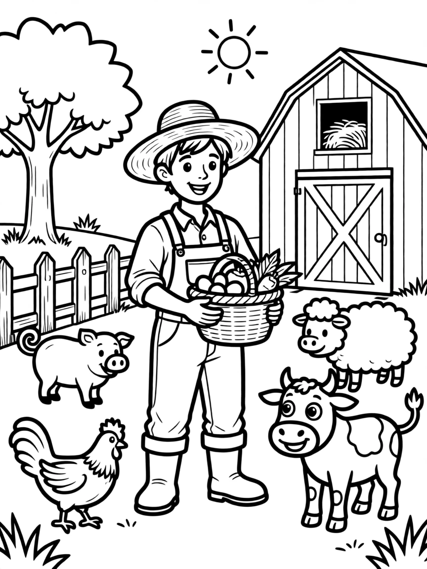 A cheerful animal farmer.