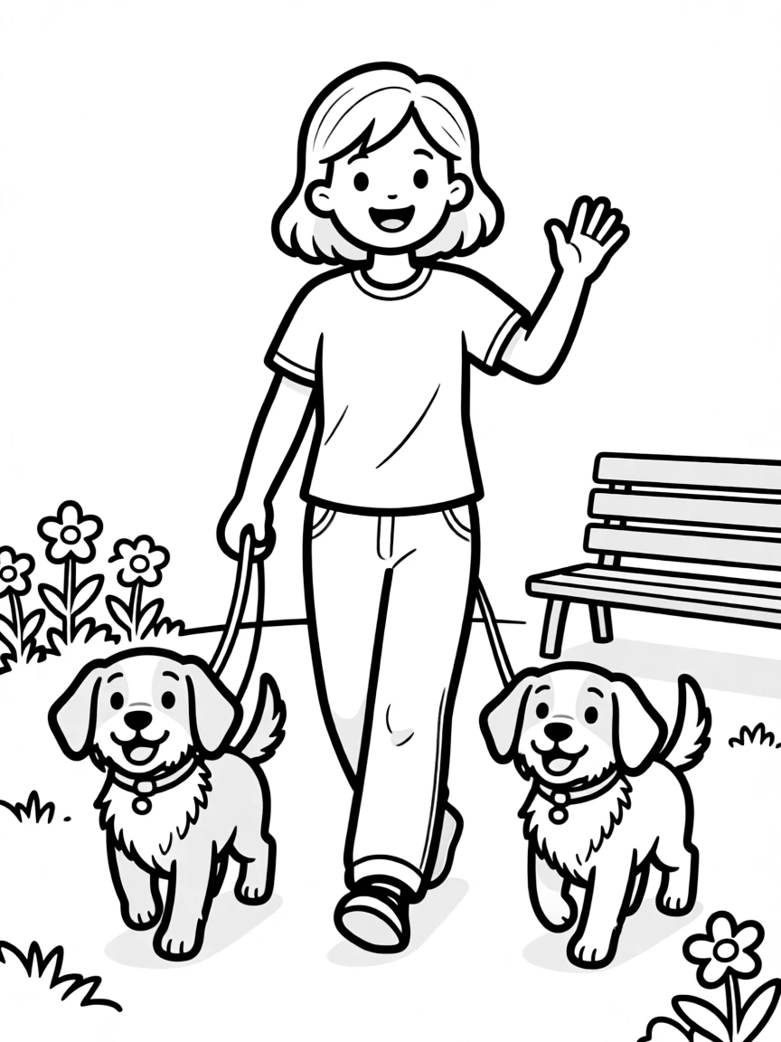 A smiling animal dog walker.
