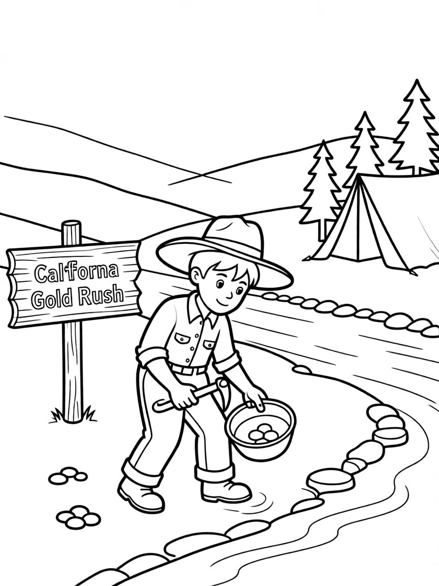 A tiny gold miner digging for treasure in California.