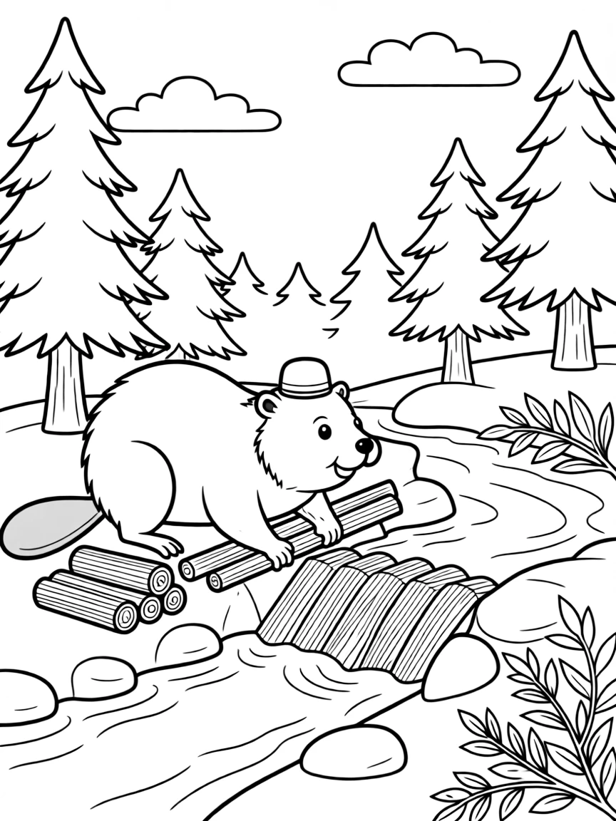 A curious beaver building a dam in Oregon.