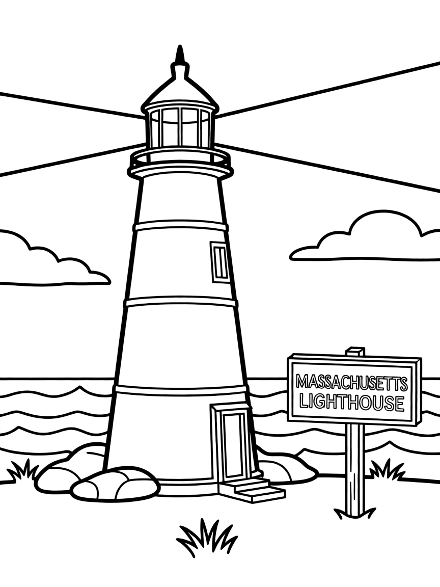 A little lighthouse shining its light in Massachusetts.