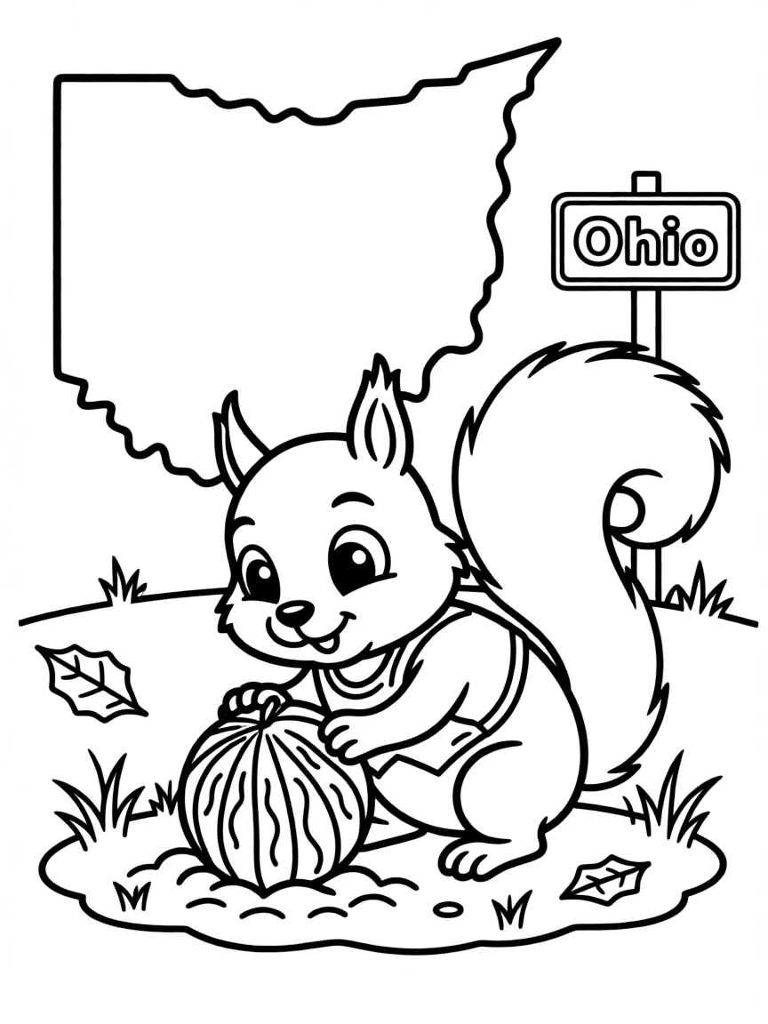 A friendly squirrel burying a nut in Ohio.