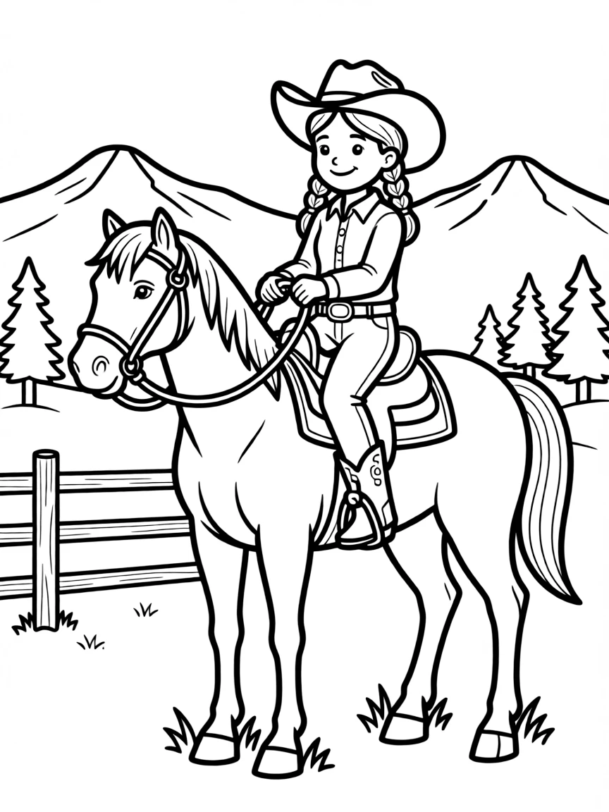 A happy cowgirl riding a horse in Colorado.