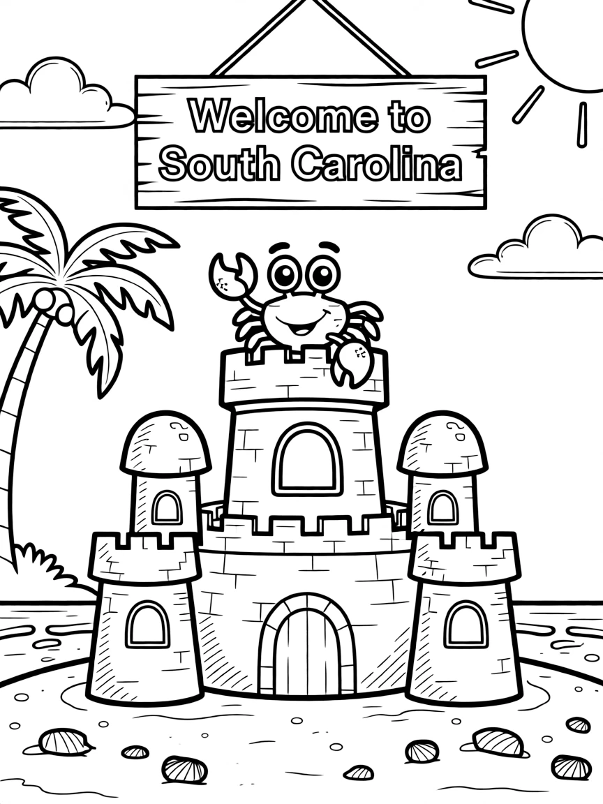 A little crab waving from a sandcastle in South Carolina.