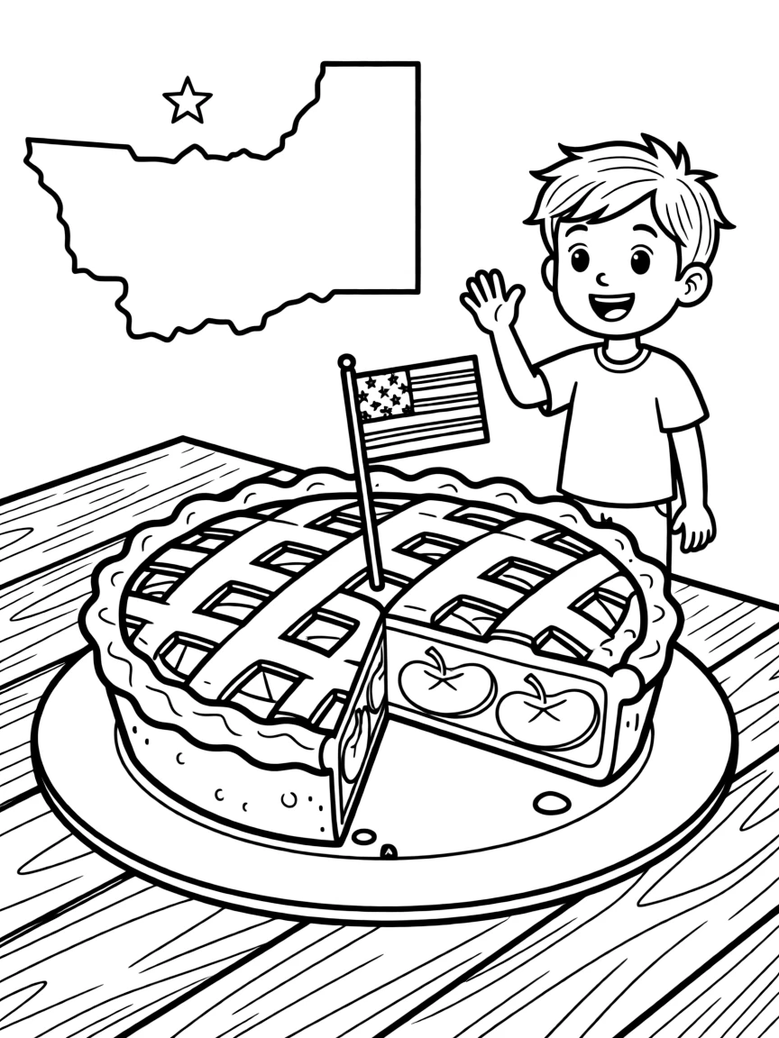A cheerful apple pie with a slice missing in Washington.