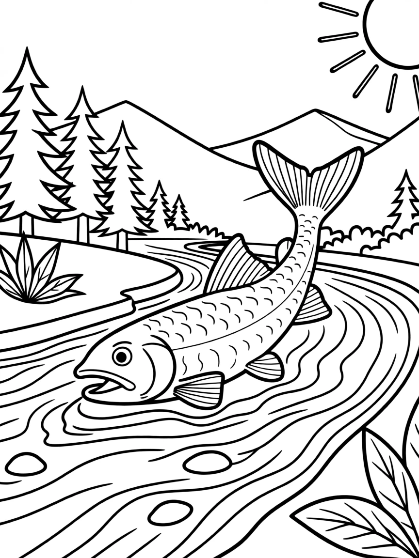 A curious salmon swimming upstream in Oregon.