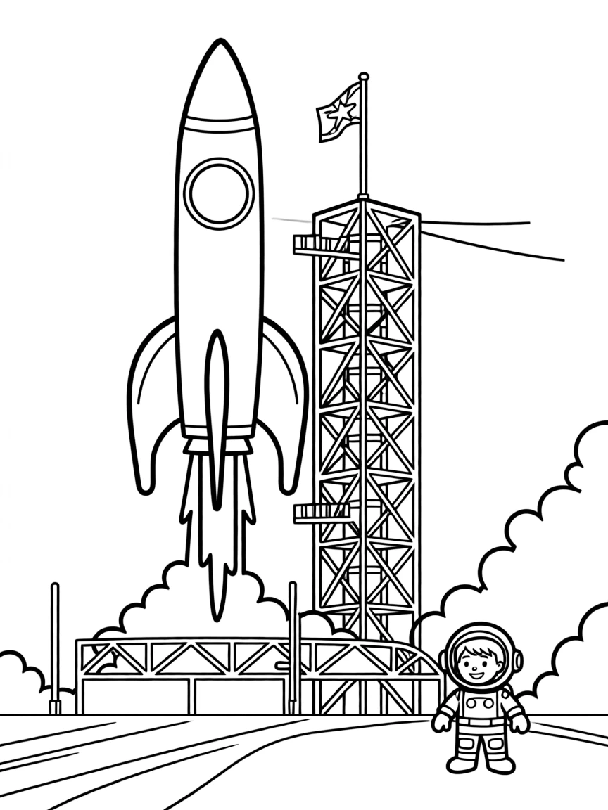 A brave rocket blasting off from a launchpad in Alabama.