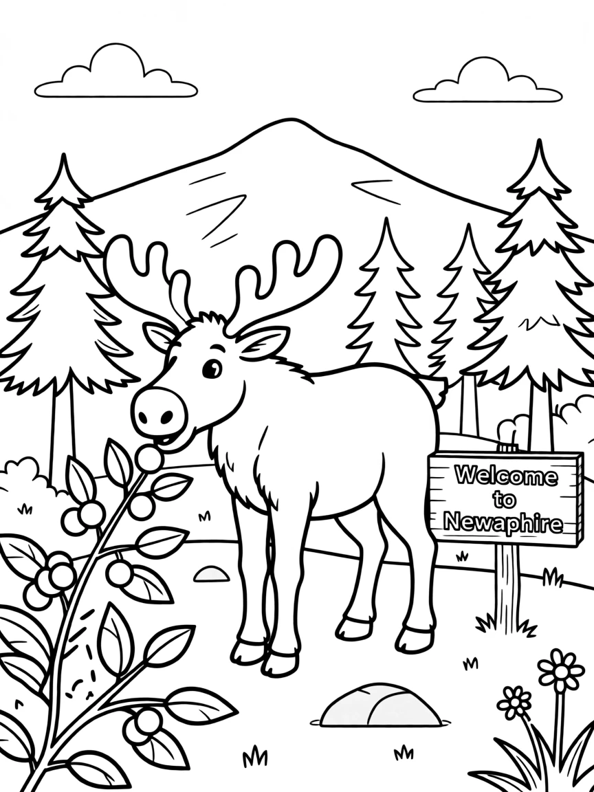 A friendly moose eating berries in New Hampshire.