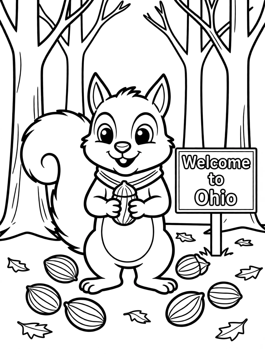 A friendly squirrel collecting nuts in Ohio.