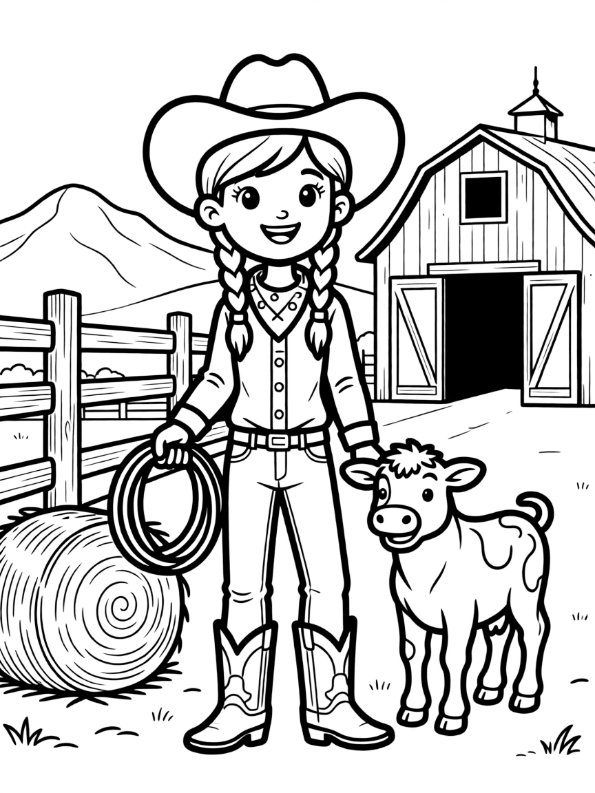 A happy cowgirl on a ranch in Colorado.