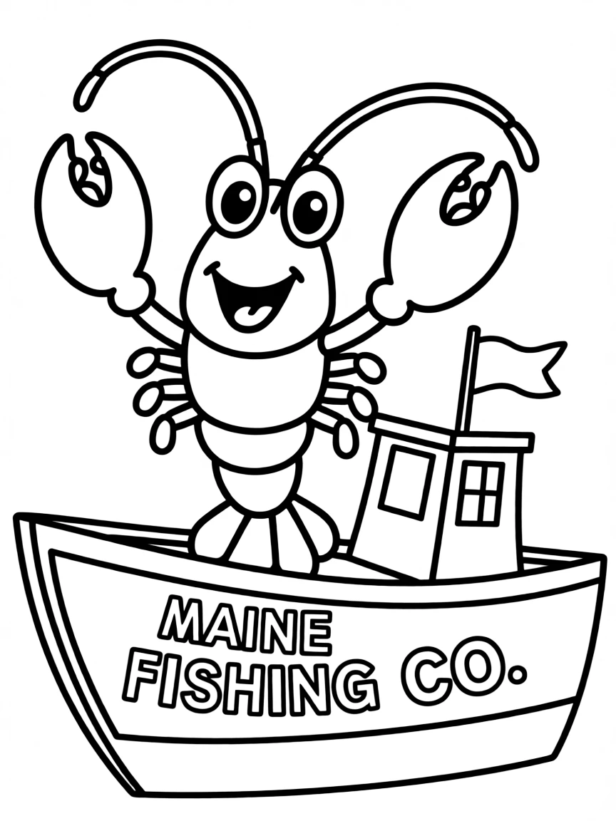A friendly lobster waving from a fishing boat in Maine.