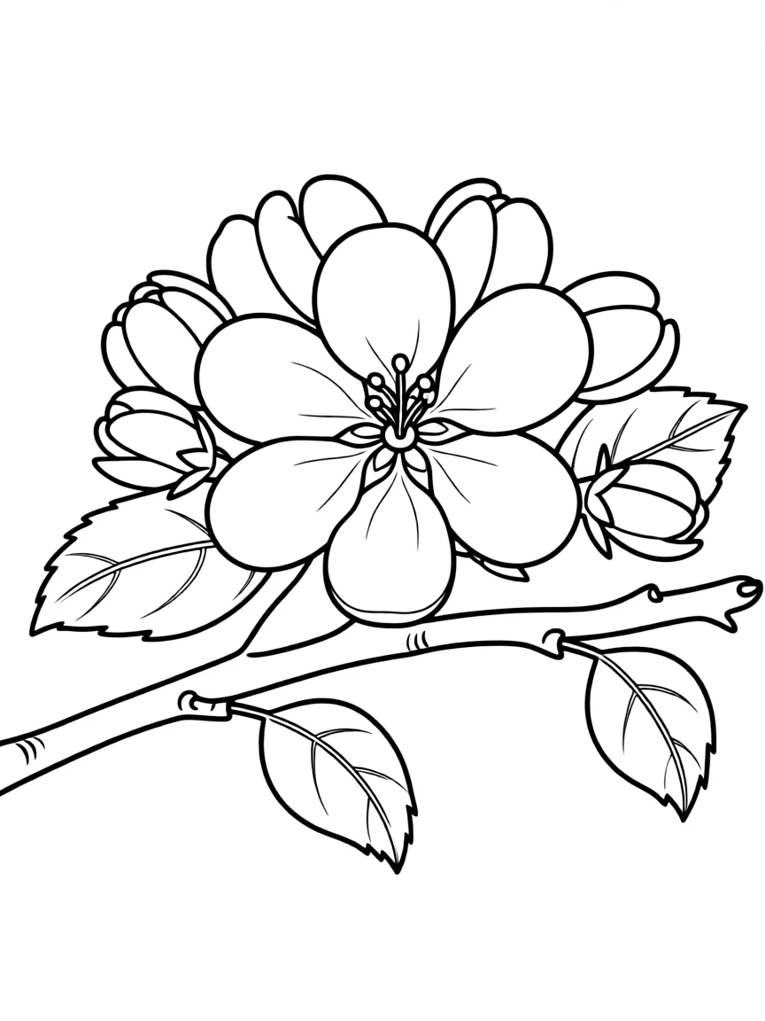 A cheerful apple blossom on a tree branch in Washington.