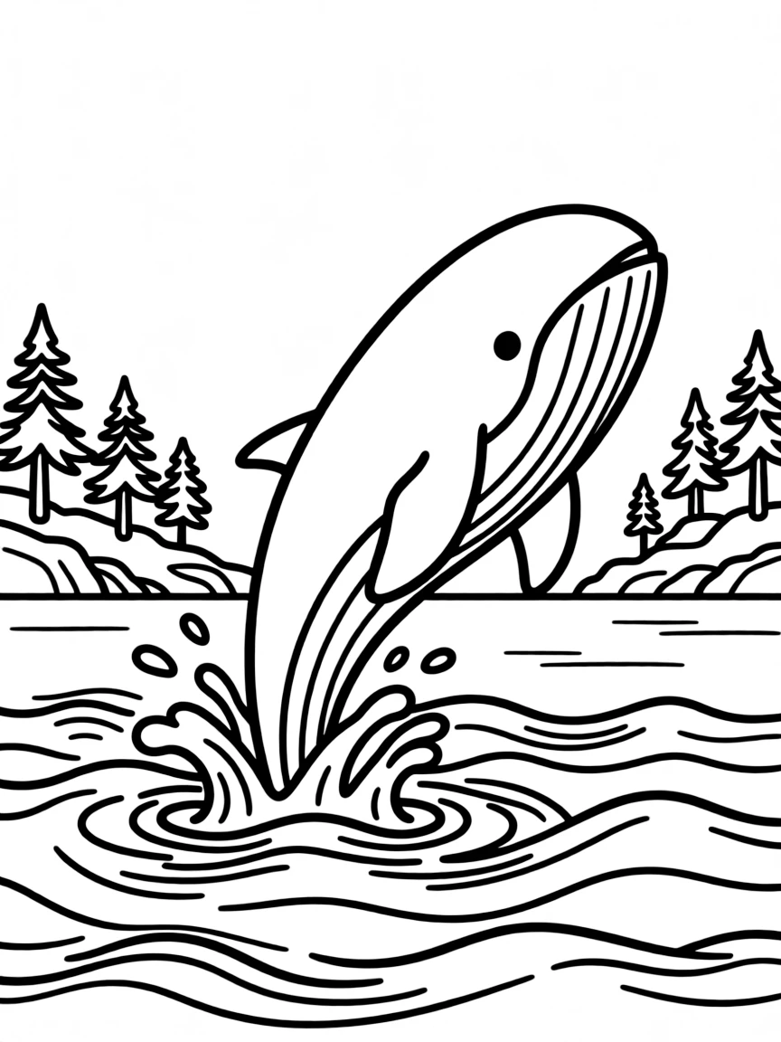 A playful whale jumping out of the water in Maine.