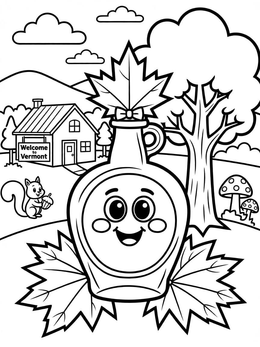 A cute maple syrup bottle with a happy face in Vermont.