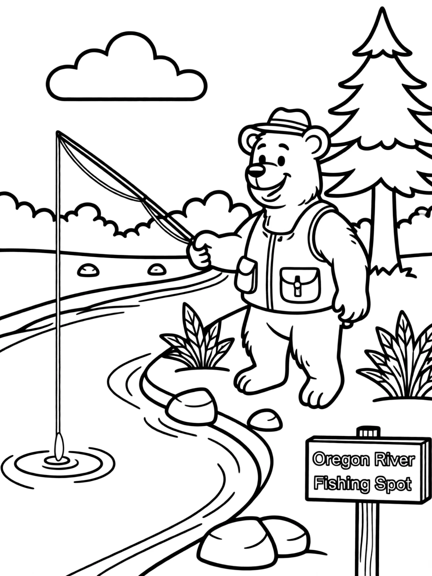 A curious bear fishing in a river in Oregon.