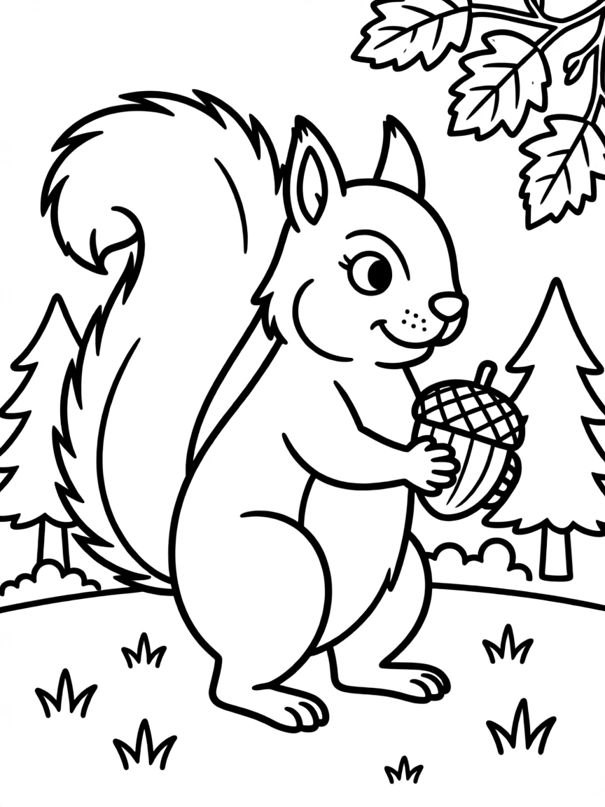 A playful squirrel holding an acorn in North Carolina.