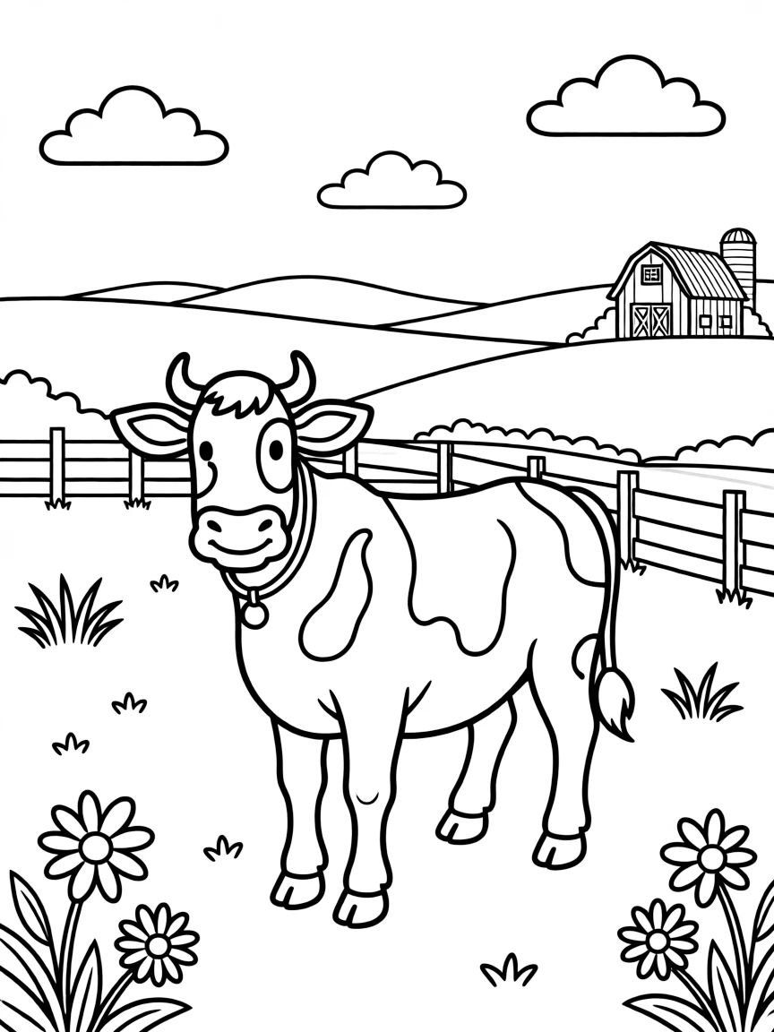A happy dairy cow in a pasture in Wisconsin.