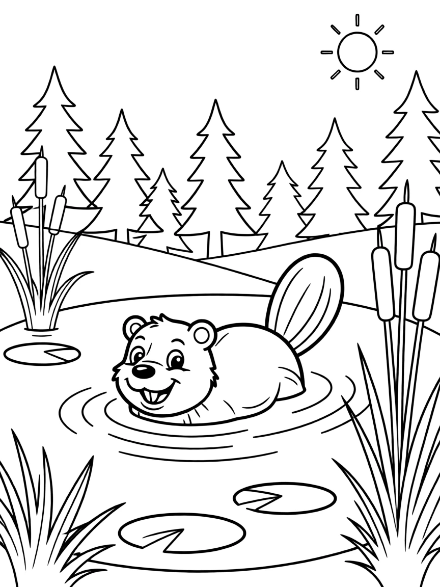 A happy beaver swimming in a pond in Minnesota.