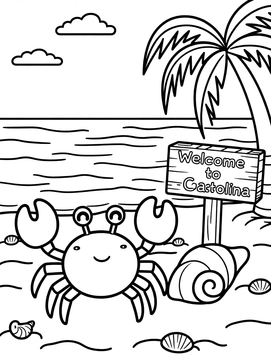 A little crab holding a seashell in South Carolina.