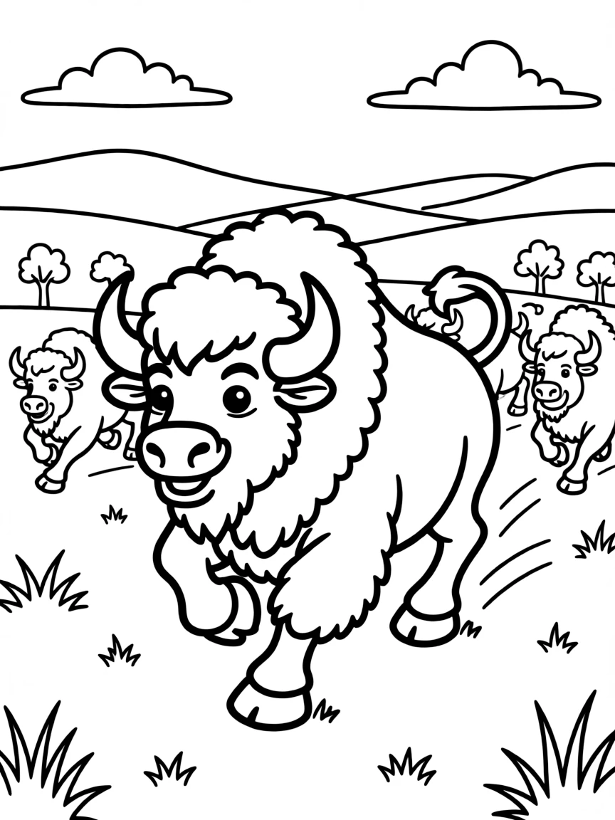 A bubbly bison running in a stampede in Wyoming.