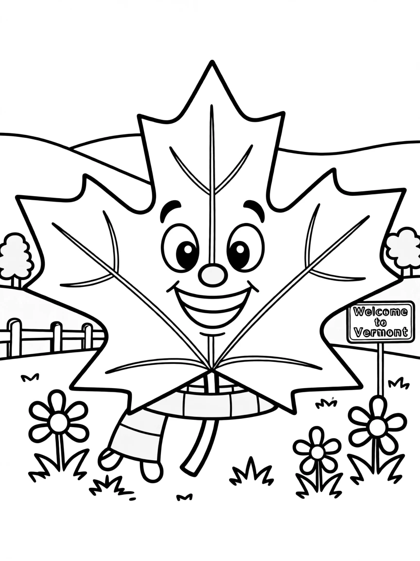 A cute maple leaf with a happy face in Vermont.