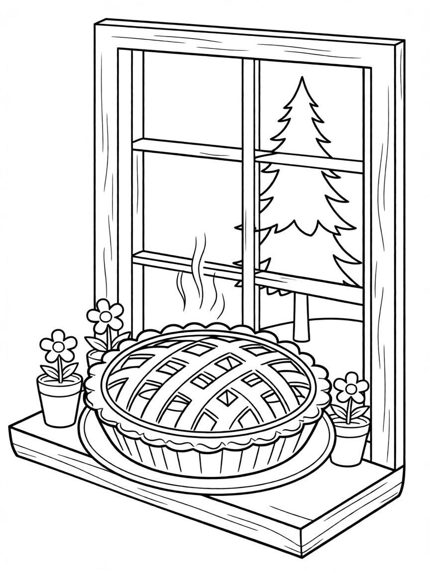 A cheerful apple pie on a windowsill in Washington.