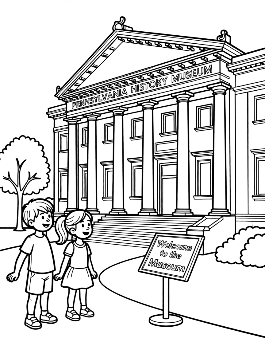 A little boy and girl visiting a museum in Pennsylvania.