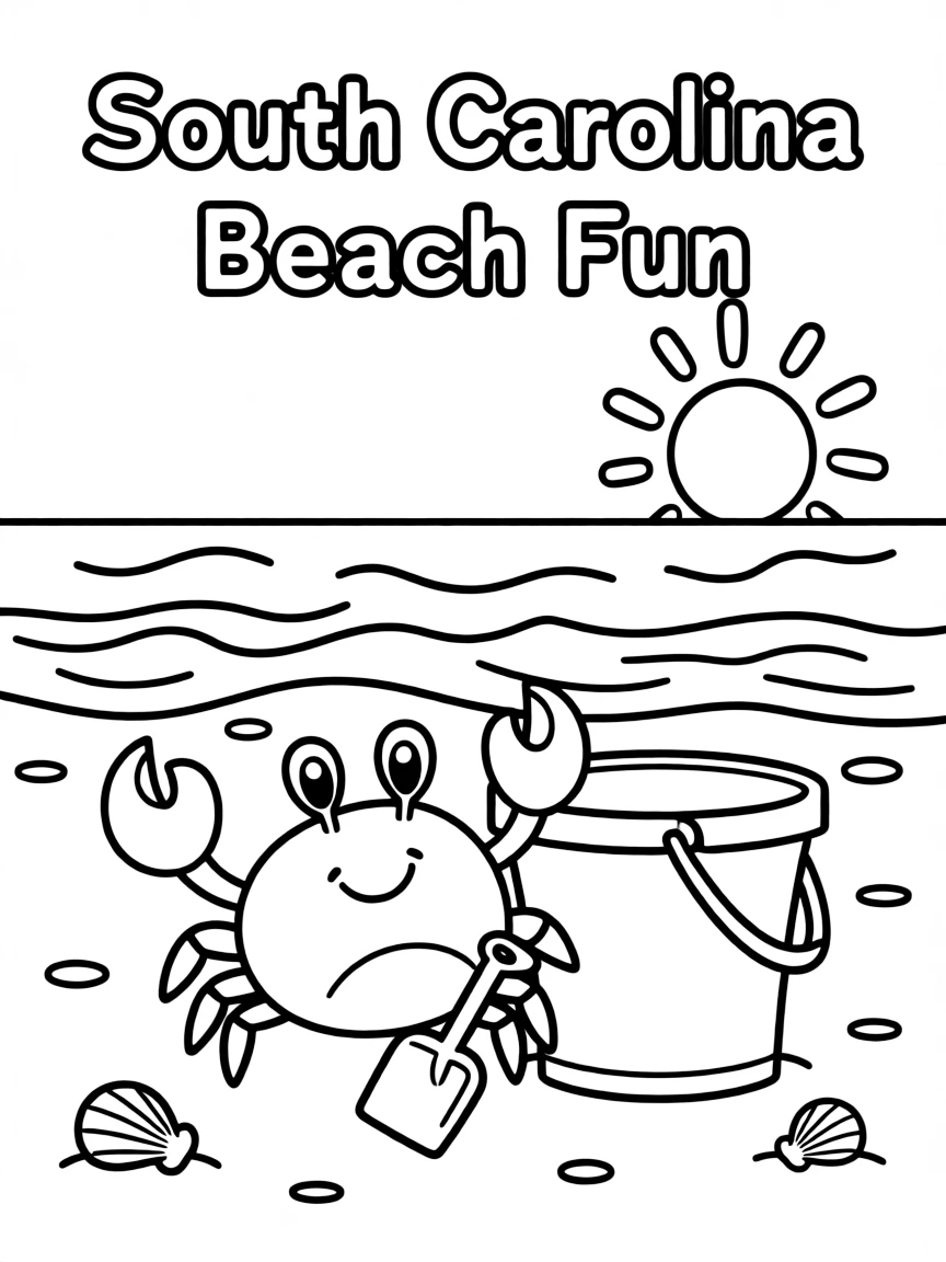 A little crab playing with a bucket and spade in South Carolina.