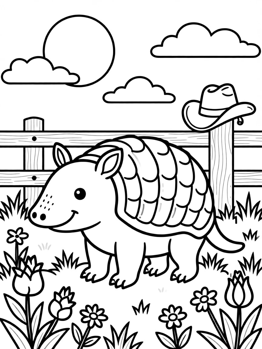 A friendly armadillo with a friendly smile in Texas.