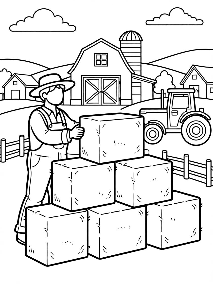 A busy farmer stacking hay bales in Iowa.