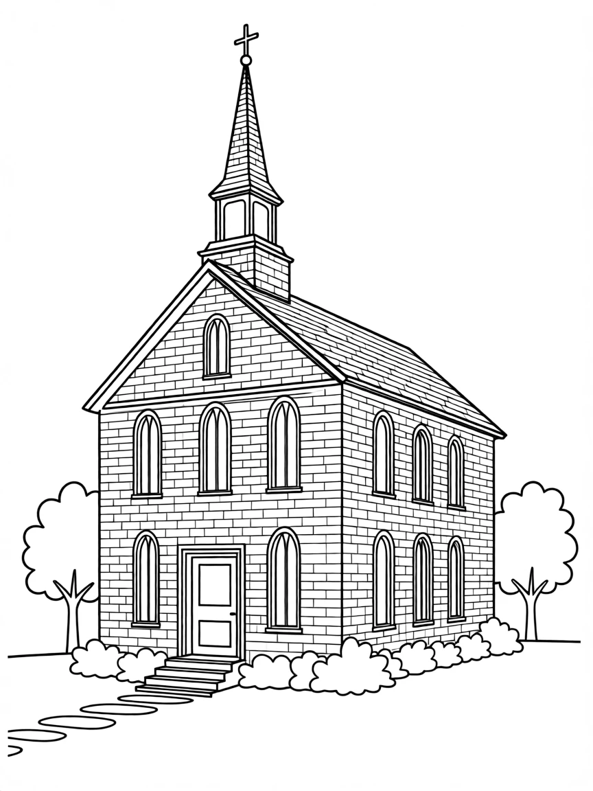A little red red-brick building with a steeple in Massachusetts.