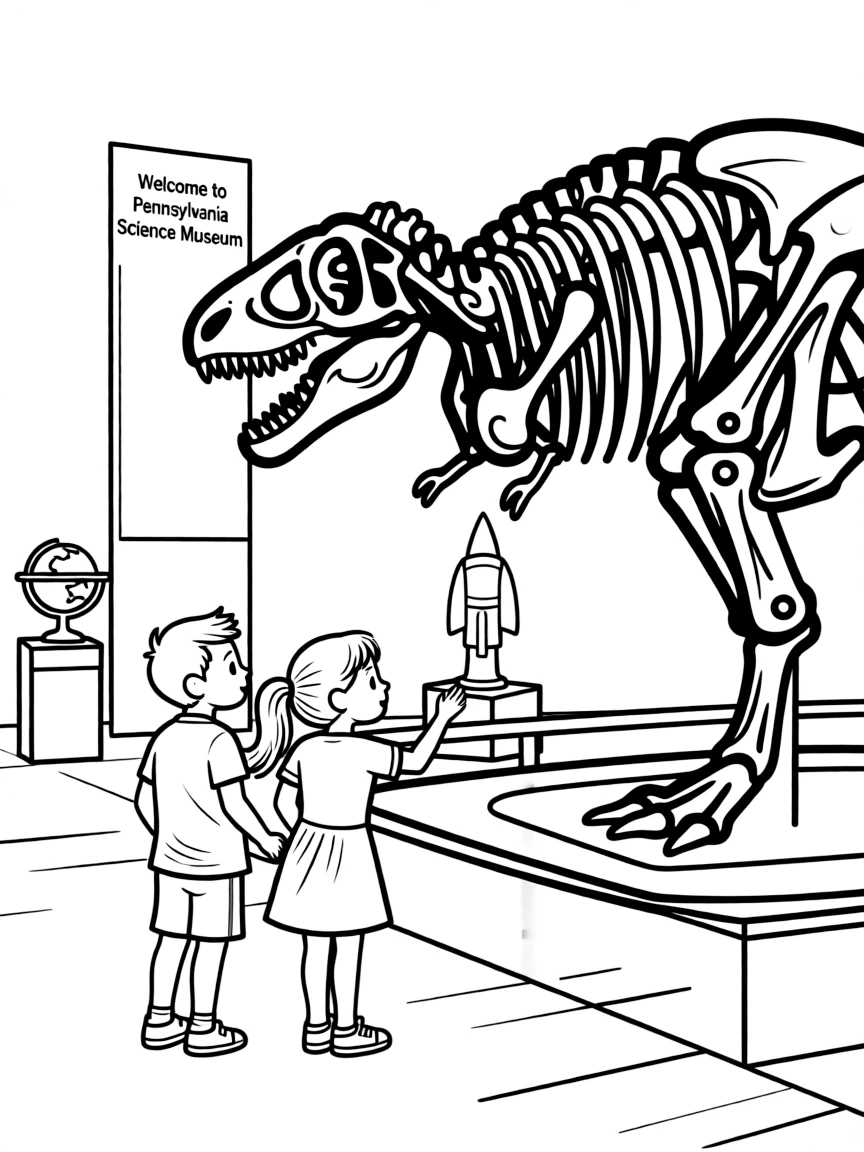 A little boy and girl exploring a science museum in Pennsylvania.