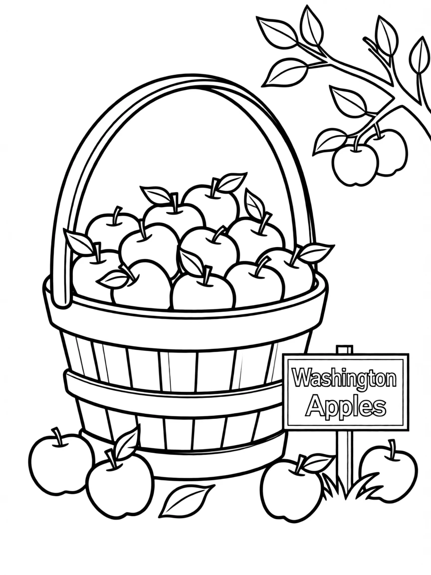 A cheerful apple picking basket overflowing in Washington.