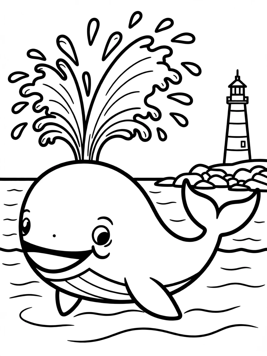 A playful whale blowing water from its blowhole in Maine.