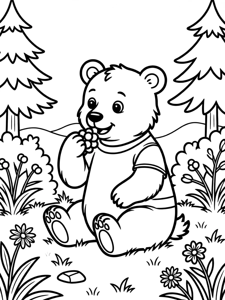 A curious bear eating berries in Oregon.