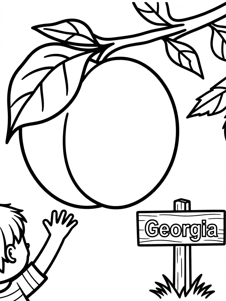 A sweet peach with a leaf, ready to be picked in Georgia.