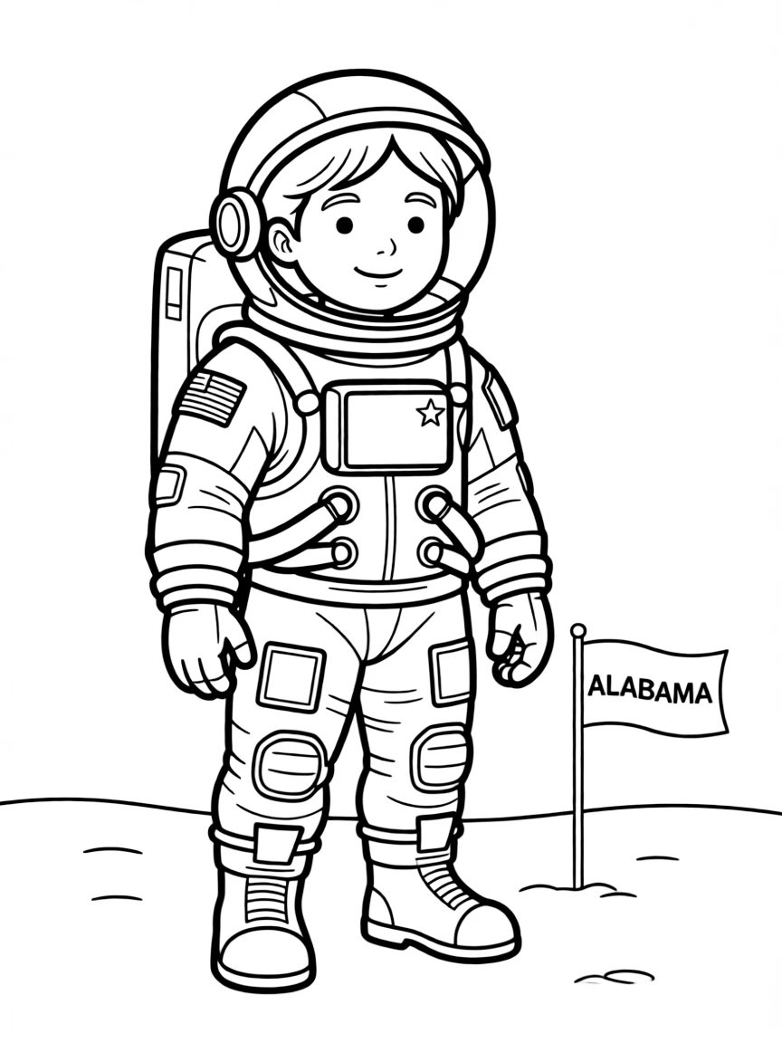 A brave astronaut with a helmet and suit in Alabama.