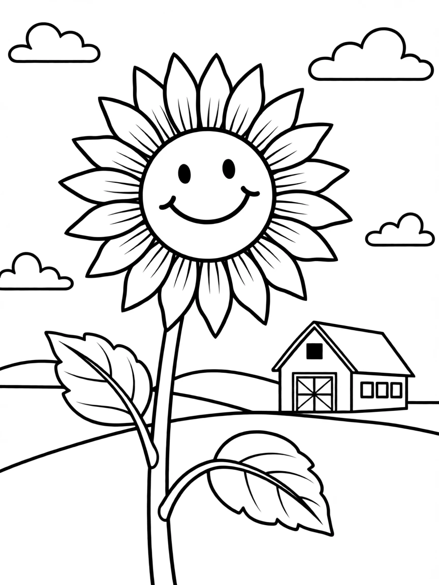 A cheerful sunflower with a bright yellow face in Kansas.