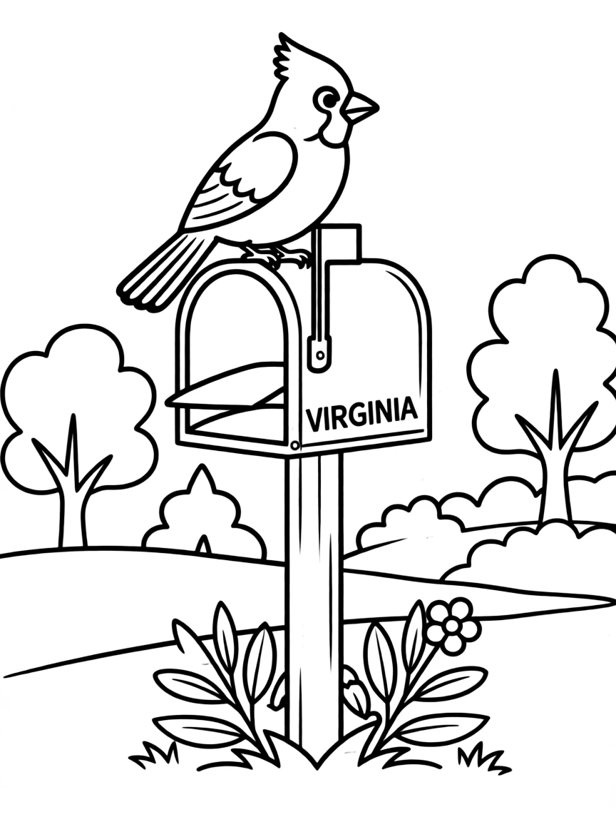 A cute cardinal perched on a mailbox in Virginia.