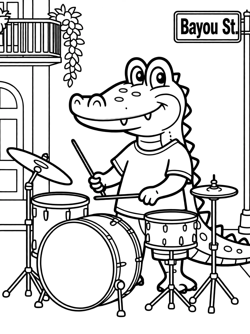 A cute little alligator playing the drums in Louisiana.