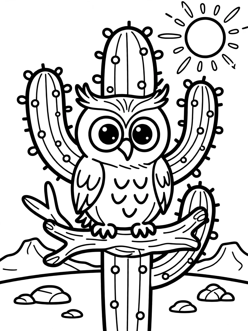 A smiling desert owl with big eyes in Arizona.