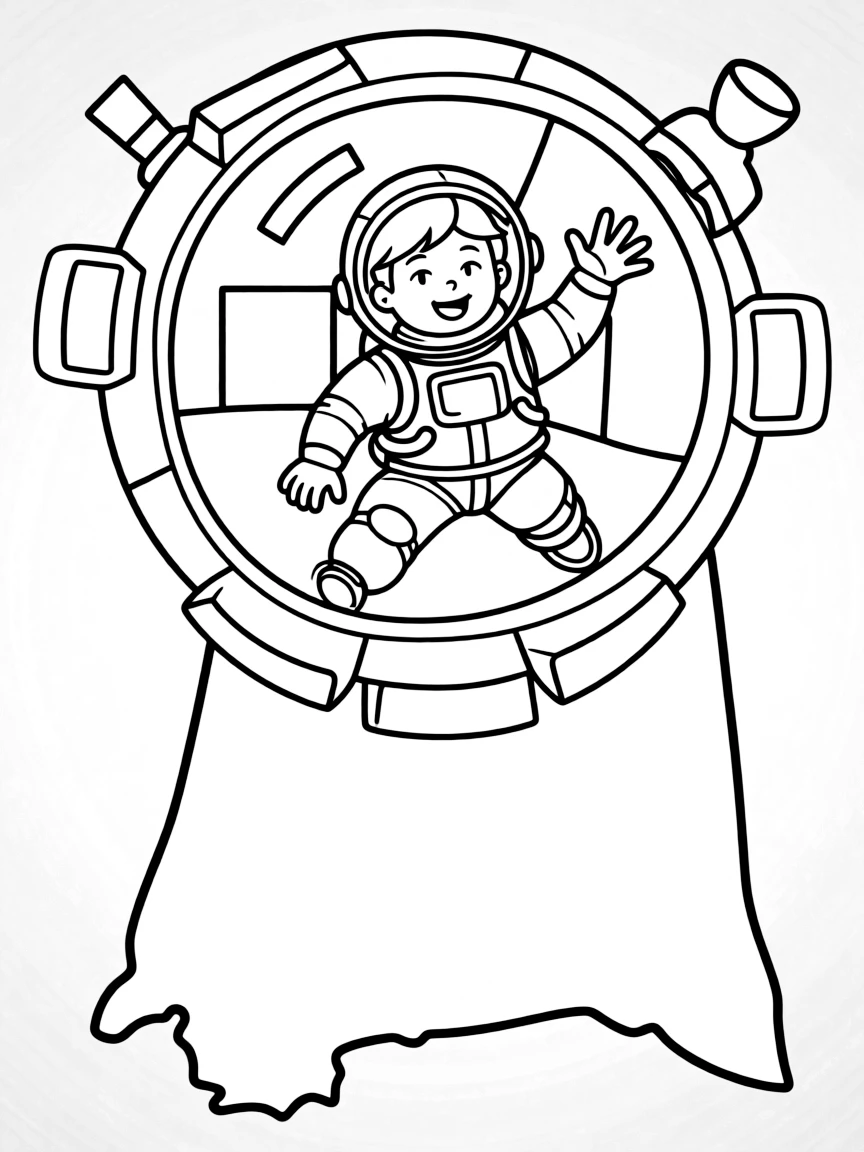 A brave astronaut waving from a space station above Alabama.