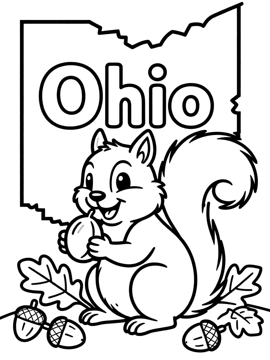A friendly squirrel eating a nut in Ohio.