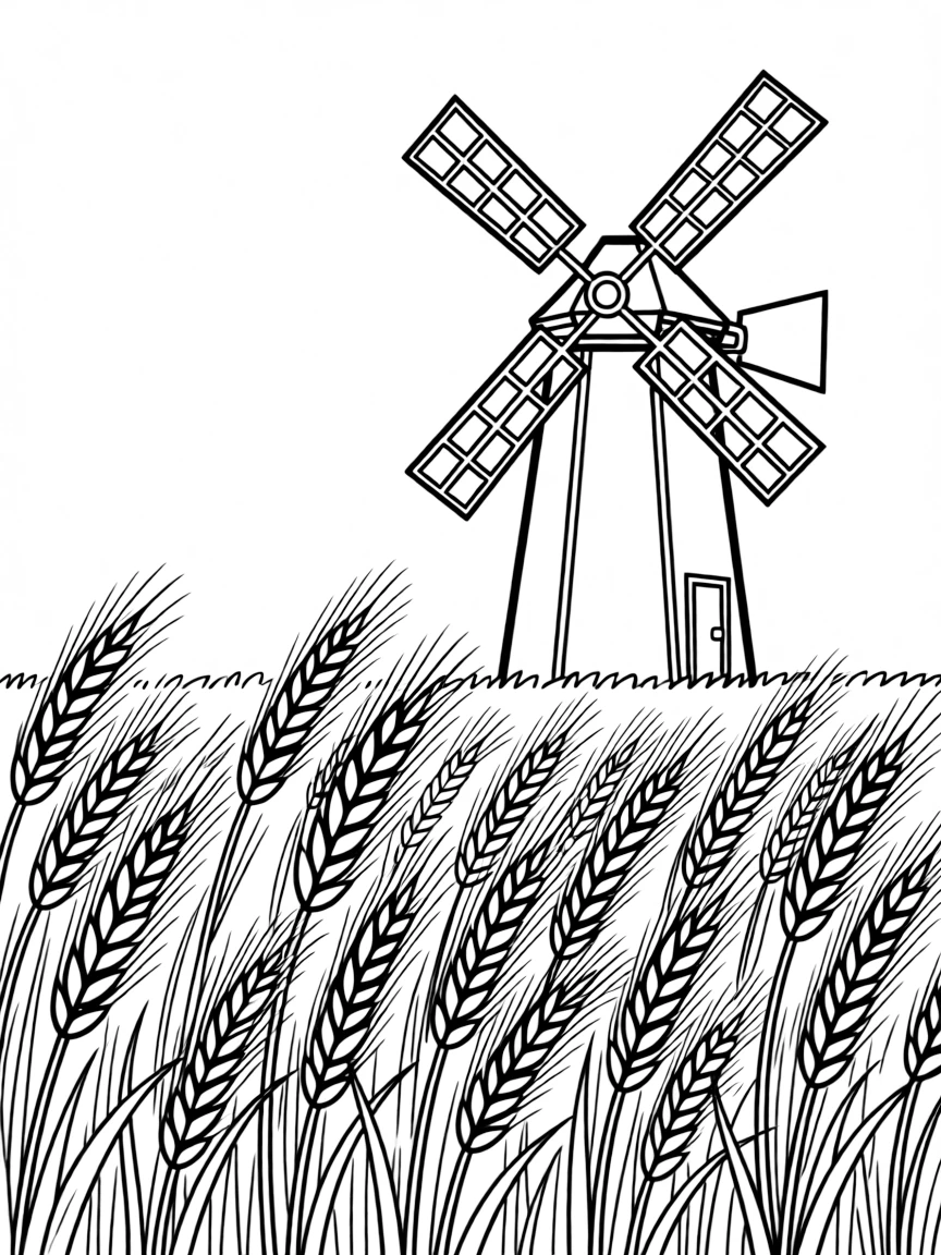 A smiling wheat field with a windmill in North Dakota.